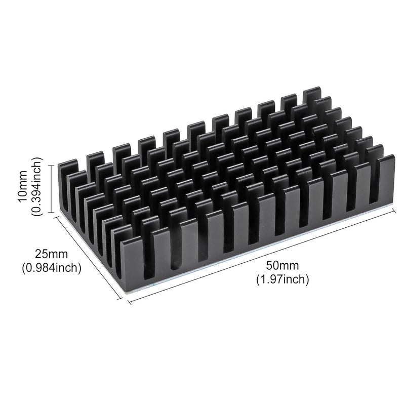 Manesi 5PCS Aluminum Heat Sink with Thermal Conductive Adhesive Tape, 50×25×10mm Heatsink Cooler for Cooling VRM GPU Stepper Driver 3D Printer Stepper Motor - Image 3